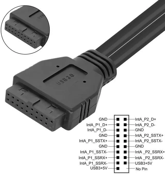 Alt view image 5 of 7 - USB 3.0 19/20 Pin Header Extension Cable Mainboard USB 3.0 19 Pin 20 Pin Male to Female Internal Extender Adapter Cable Cord for PC DIY -30CM/11.8INCH