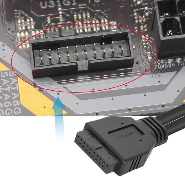 Alt view image 6 of 7 - USB 3.0 19/20 Pin Header Extension Cable Mainboard USB 3.0 19 Pin 20 Pin Male to Female Internal Extender Adapter Cable Cord for PC DIY -30CM/11.8INCH