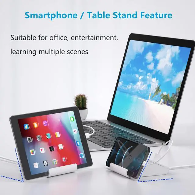 Alt view image 4 of 7 - USB Charging Station, 6 Port 3USB-A and 3USB-C Charging Station for Multiple Devices, Multi USB Nightstand Charger Station with Phone Stand (ETL Listed, 6Ft Extension Cord, White)