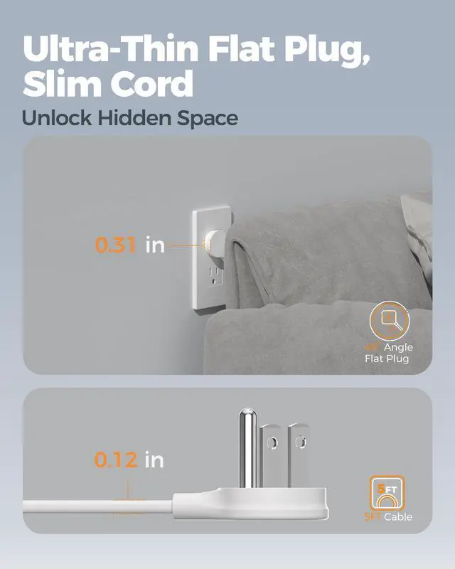 Alt view image 4 of 6 - USB Charging Station PD 30W, Flat Plug USB C Charger Blocks with 3 AC Outlets, Desktop Phone Fast Charger with 5FT Extension Cord for iPhone 17/16, Tablet Laptop, Travel, Office