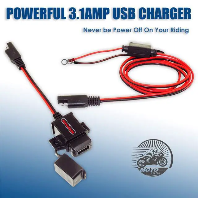 Alt view image 2 of 7 - MP0609A 3.1Amp Motorcycle USB Port Kit SAE to USB Adapter On Motorcycle