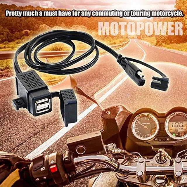 Alt view image 7 of 7 - MP0609C 3.1Amp Waterproof Motorcycle Dual USB Charger Kit SAE to USB Adapter Cable Phone Tablet GPS Charger