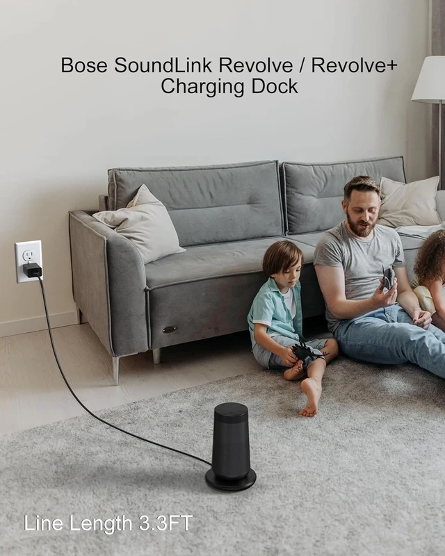 Alt view image 3 of 7 - Charging Cradle for Bose Soundlink Revolve +(Series II) Plus/Plus 2 ETL Listed Charging Dock Replacement for Bose Soundlink Revolve Charging Cradle, Plug& Micro Cable Include, Black