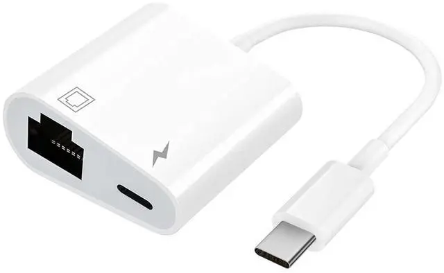 Main image of USB C to Ethernet Adapter with Charging, Type-C to RJ45 Ethernet Adapter, Portable USB-C Ethernet LAN Network Adapter Compatible for iPhone 15 Pro/Max/Plus MacBook Pro Air 2018, Samsung, iPad and More