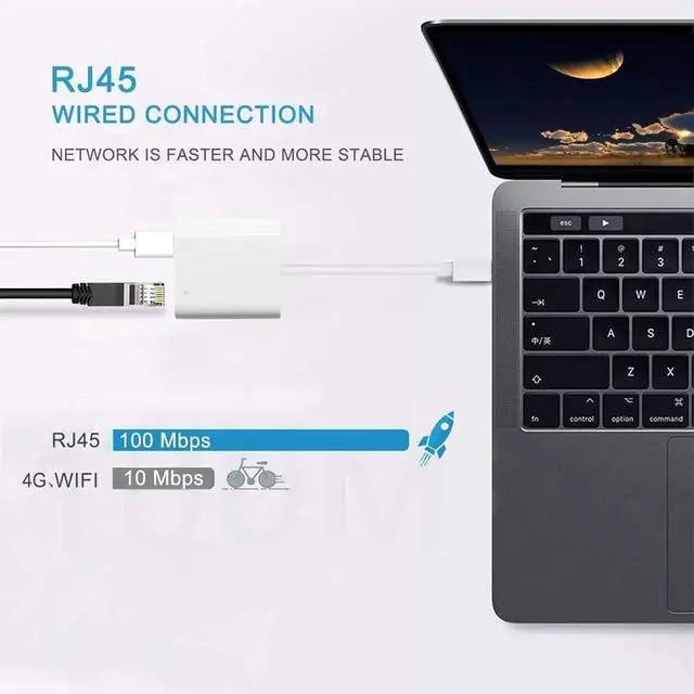 Alt view image 3 of 7 - USB C to Ethernet Adapter with Charging, Type-C to RJ45 Ethernet Adapter, Portable USB-C Ethernet LAN Network Adapter Compatible for iPhone 15 Pro/Max/Plus MacBook Pro Air 2018, Samsung, iPad and More