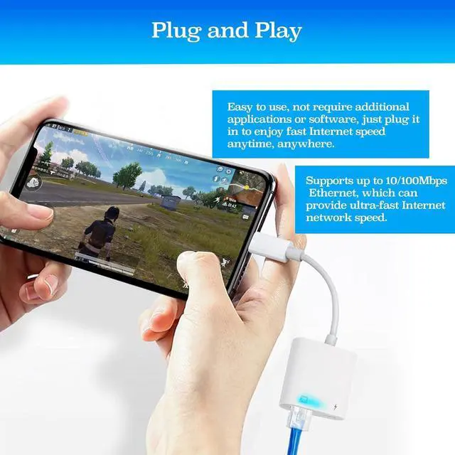 Alt view image 4 of 7 - USB C to Ethernet Adapter with Charging, Type-C to RJ45 Ethernet Adapter, Portable USB-C Ethernet LAN Network Adapter Compatible for iPhone 15 Pro/Max/Plus MacBook Pro Air 2018, Samsung, iPad and More