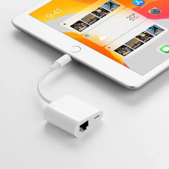 Alt view image 7 of 7 - Lightning to RJ45 Ethernet LAN Network Adapter with Charge Port for Select iPhone,iPad Models 100Mbps Charging Plug and Play