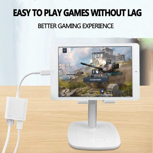 Alt view image 5 of 7 - Lightning to RJ45 Ethernet LAN Network Adapter with Charge Port for Select iPhone,iPad Models 100Mbps Charging Plug and Play