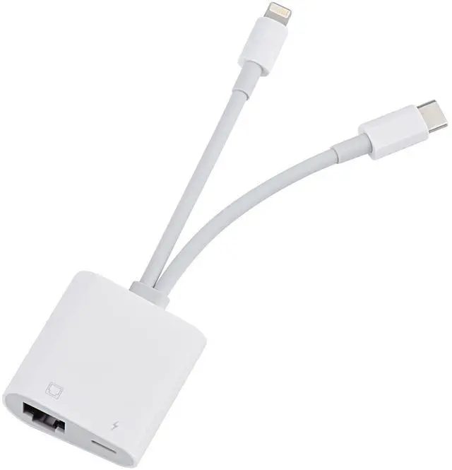Main image of Lightning and USB C to Ethernet Adapter,2 in 1 RJ45 Ethernet LAN Network Adapter with Charge Port Compatible with iPhone/iPad/iPod/Samsung and More,Supports 100Mbps Plug and Play