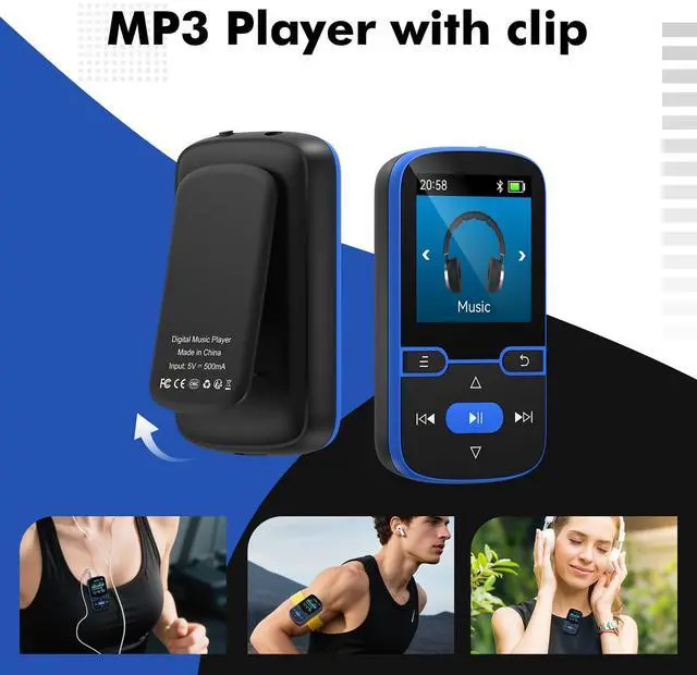 Alt view image 4 of 7 - 64GB MP3 Player with Clip Bluetooth 5.3 Portable Music Player for Kids with FM Radio, Pedometer, Voice Recorder, Shuffle and Repeat, Weighs Only 28g for Sport and Running, Supports TF Card Up to 128G