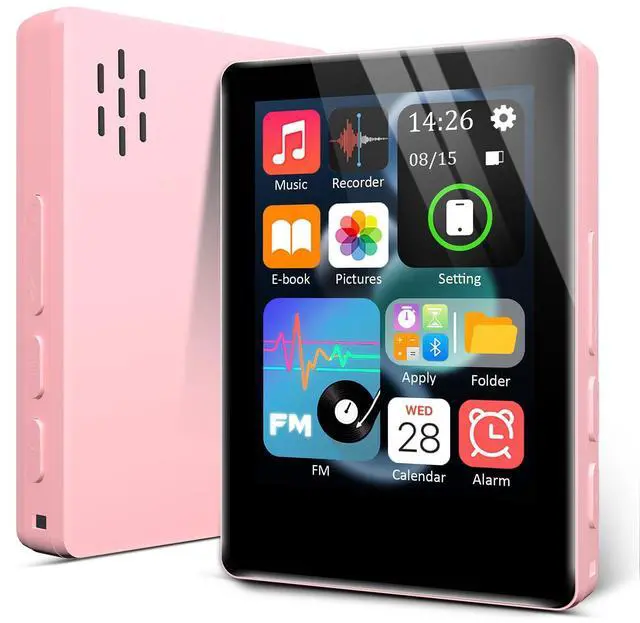 Main image of Mini HiFi Bluetooth MP3 Player for , 32GB Portable Audio Player with FM Radio, Digital MP3 Music Player with Bluetooth, Built in Speaker, SD Card Expandable 512GB(Pink)