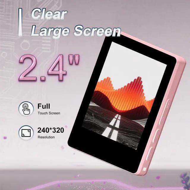 Alt view image 6 of 7 - Mini HiFi Bluetooth MP3 Player for , 32GB Portable Audio Player with FM Radio, Digital MP3 Music Player with Bluetooth, Built in Speaker, SD Card Expandable 512GB(Pink)