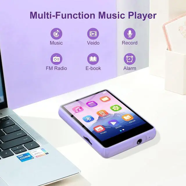 Alt view image 6 of 7 - 128GB MP3 Player - Music Player with Bluetooth 5.4, 2.4" Portable HiFi MP3 Player with FM Radio, HD Speaker, E-Book,Voice Recorder, Walkman Digital Music Player Earphones Included