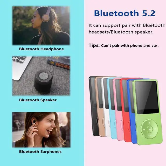Alt view image 4 of 7 - MP3 Player 128GB with Bluetooth 5.2 Portable HiFi Lossless Sound Mini Music Player Voice Recorder E-Book 1.8 inch HD Screen Built-in Speaker, Earphone Included