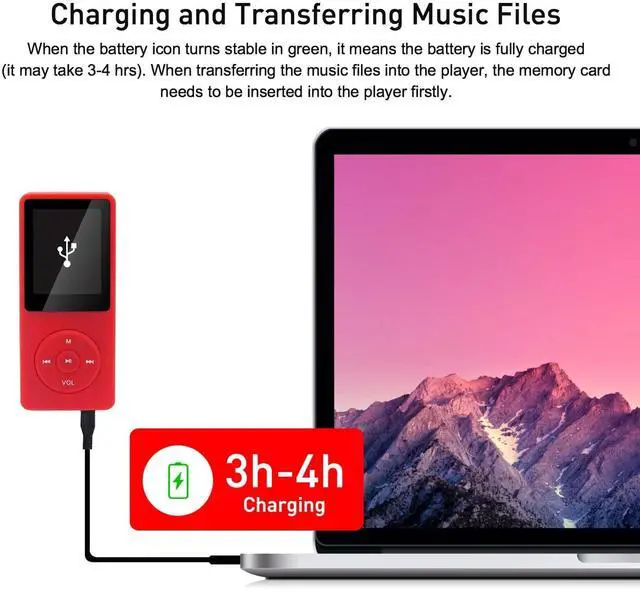 Alt view image 7 of 7 - MP3 Player 128GB with Bluetooth 5.2 Portable HiFi Lossless Sound Mini Music Player Voice Recorder E-Book 1.8 inch HD Screen Built-in Speaker, Earphone Included