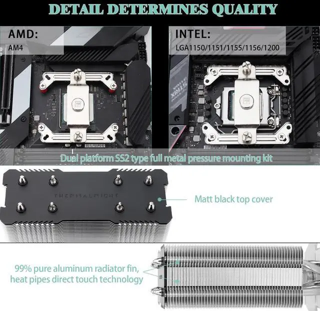 Alt view image 3 of 5 - X120 Refined SE CPU Air Cooler, 4 Heat Pipes, TL-C12C PWM Fan, Aluminium Heatsink Cover, AGHP Technology, for AMD AM4/AM5/Intel LGA 1150/1151/1155/1200/1700/1851(AX120 R SE)