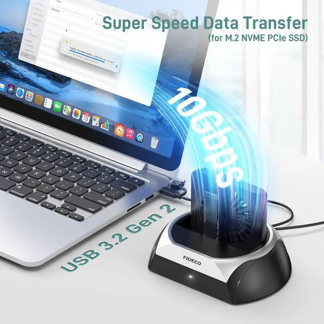 Alt view image 4 of 7 - Hard Drive Docking Station, M.2 NVMe to USB Adapter with Cooling Fan, 10Gbps SSD Reader, Support 2.5 and 3.5 inch SATA HDD SSD, and M.2 NVMe SATA SSD, Ultimate Heat Dissipation