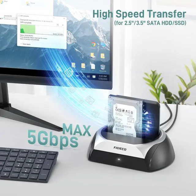 Alt view image 5 of 7 - Hard Drive Docking Station, M.2 NVMe to USB Adapter with Cooling Fan, 10Gbps SSD Reader, Support 2.5 and 3.5 inch SATA HDD SSD, and M.2 NVMe SATA SSD, Ultimate Heat Dissipation