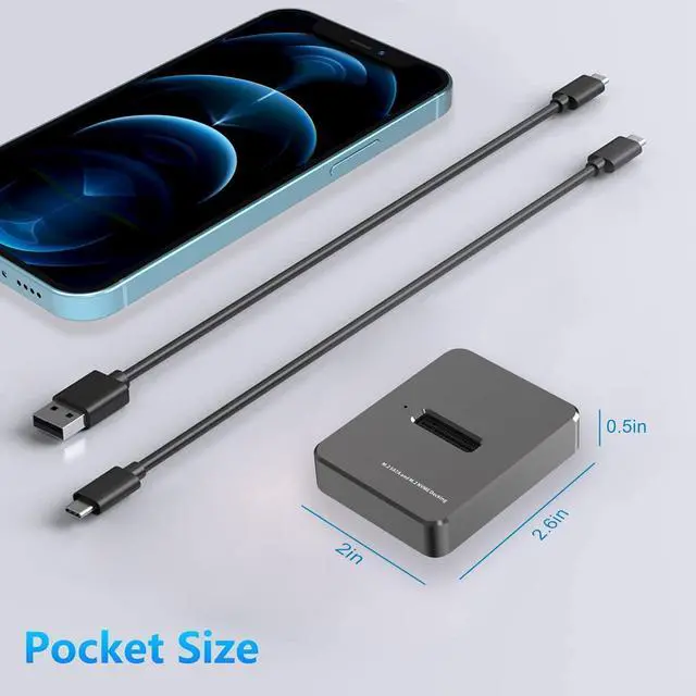 Alt view image 6 of 7 - USB C M.2 NVME SATA SSD Enclosure, USB 3.1 Gen 2 10Gbps High Speed M.2 to USB Docking Station, Tool-Free USB C External, Aluminum NVME SSD Reader Adapter for 2230/2242/2260/2280