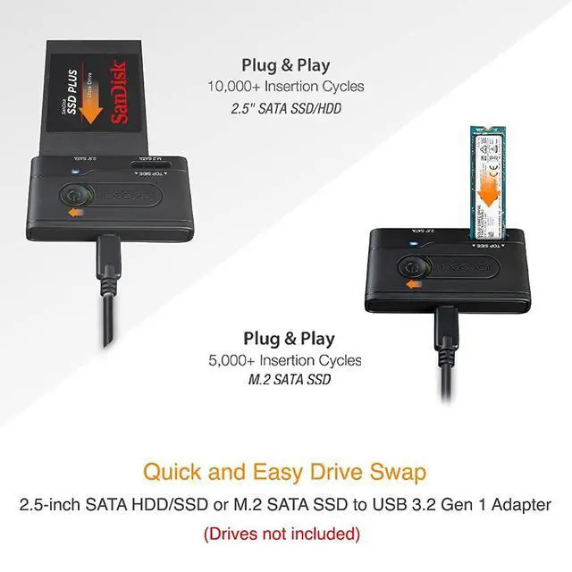Alt view image 2 of 5 - 2.5 & M.2 SATA III HDD SSD to USB 3.2 Gen 1 (5Gbps) Hard Drive Docking Station Reader Adapter | EZ-Adapter MB031U-1SMB