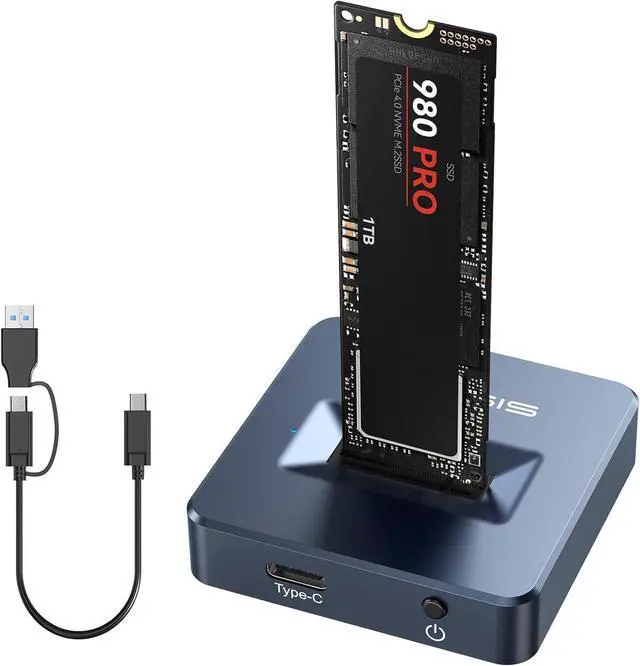 Main image of M.2 NVMe & SATA to USB C Docking Station, NVME SSD Enclosure Adapter, USB 3.2 Gen 2(10 Gbps), Aluminium Alloy Housing, Support M.2 (M Key) NVMe and (B+M Key) SATA-Based SSD
