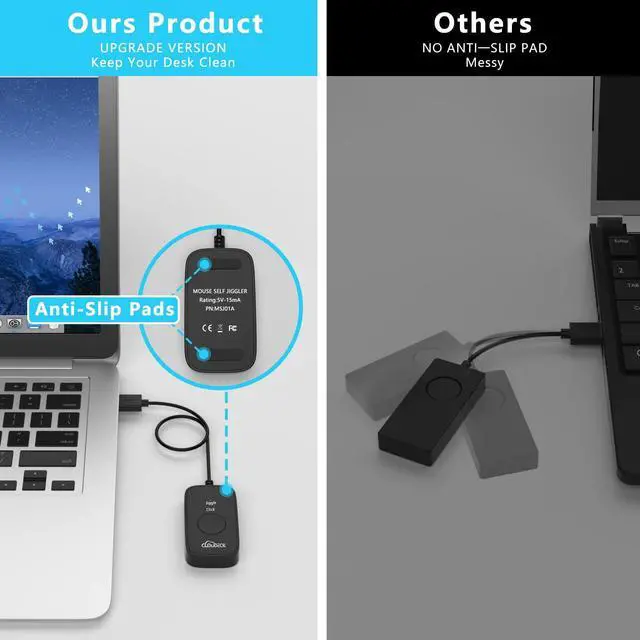 Alt view image 6 of 7 - USB Mouse Jiggler - Undetectable Auto Mouse Mover with ON/Off, Keeps PC Awake, Plug-and-Play, Driver-Free