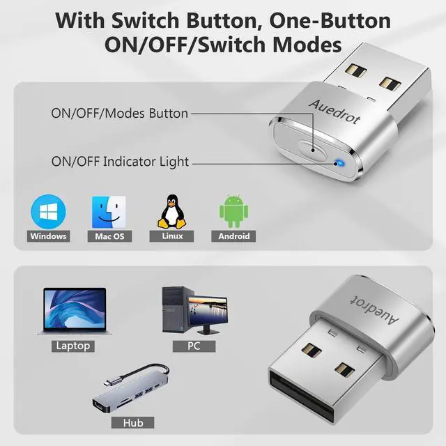 Alt view image 5 of 7 - Mouse Jiggler Undetectable Metal USB Mouse Mover with Switch Button, Automatic Mini Mouse Shaker with 2 Jiggle Modes, Plug and Play, Keep Computer/Laptop Awake, Silver, 2 PCS