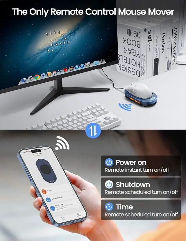 Alt view image 2 of 7 - M4 Utra Mouse Mover with APP, Undetectable Mouse Jiggler Device with Remote Control and Timer Function, Driver-Free Shaker Wiggler Mouse Movement Simulation for Computer Awakening