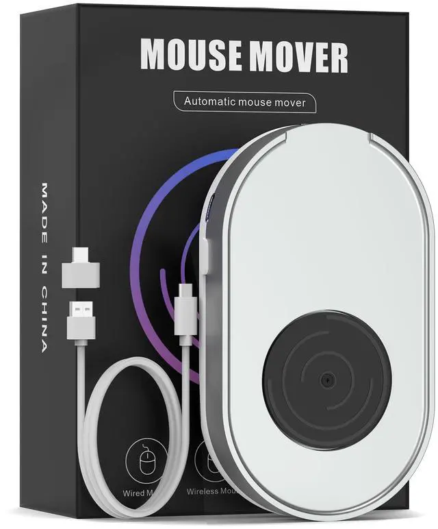 Main image of Mouse Jiggler, Undetectable Mouse Mover Device Wiggler Shaker with Drive Free USB Cable and USB Adapter, Physical Automatically Mouse Movement, Keep PC Screen Active, Silver