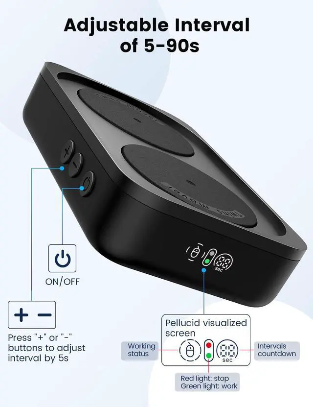 Alt view image 4 of 7 - Undetectable Mouse Mover Jiggler, 100% Random Mouse Movement Device, Mechanical Mouse Shaker with Adjustable Interval Timer, No Need to Align Optical Sensor, Quiet Vibration Keep PC Active
