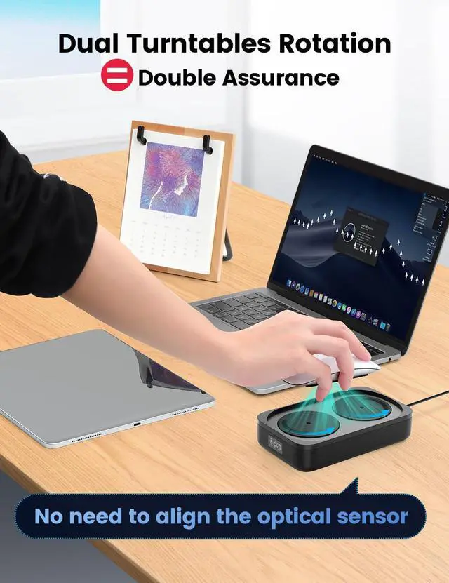 Alt view image 5 of 7 - Undetectable Mouse Mover Jiggler, 100% Random Mouse Movement Device, Mechanical Mouse Shaker with Adjustable Interval Timer, No Need to Align Optical Sensor, Quiet Vibration Keep PC Active