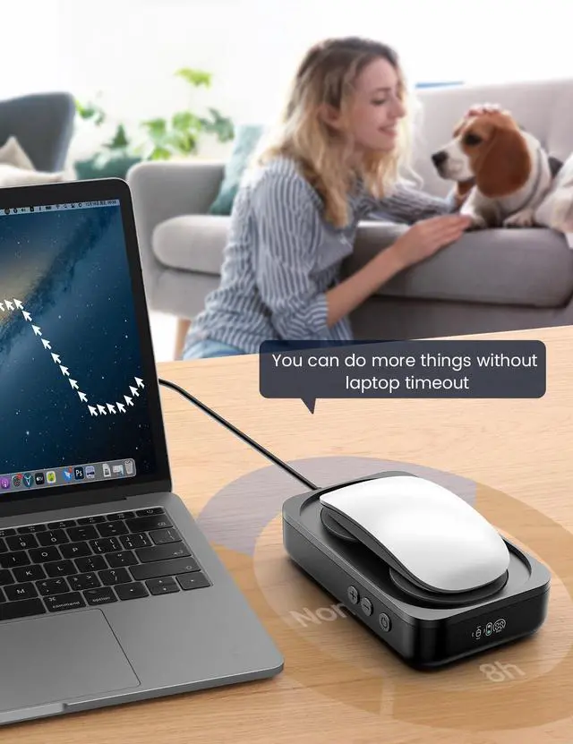 Alt view image 7 of 7 - Undetectable Mouse Mover Jiggler, 100% Random Mouse Movement Device, Mechanical Mouse Shaker with Adjustable Interval Timer, No Need to Align Optical Sensor, Quiet Vibration Keep PC Active