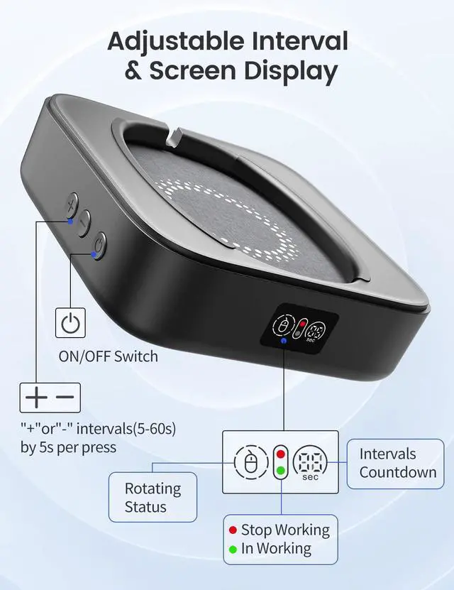 Alt view image 4 of 7 - Mouse Jiggler Undetectable, No Need to Align Cursor, Mouse Mover Device with Adjustable Interval and Screen, Automatic Mouse Shaker Wiggler for Both Large and Small Mice, Real Random Movement