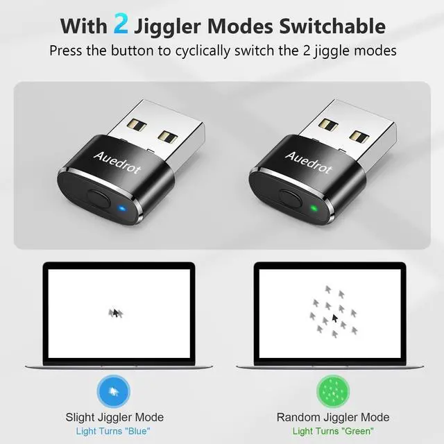 Alt view image 2 of 7 - Mouse Jiggler Undetectable Mouse Jiggers USB Mouse Mover with Switch Button, Automatic Mouse Wiggler with 2 Jiggle Modes, Mouse Mover Device, Plug & Play, Keep Computer/Laptop Awake, Black