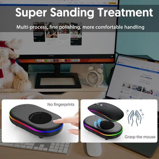 Alt view image 2 of 7 - LED Mouse Jiggler Undetectable Mover Device with Timer, Mouse Mover Work from Home - ON/Off Switch, Driver-Free Shaker for Keeping PC Active and Secure