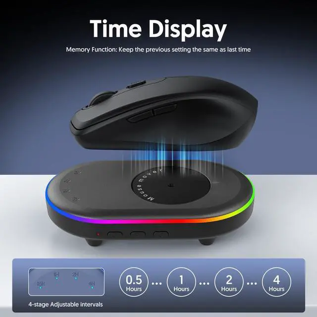 Alt view image 4 of 7 - LED Mouse Jiggler Undetectable Mover Device with Timer, Mouse Mover Work from Home - ON/Off Switch, Driver-Free Shaker for Keeping PC Active and Secure