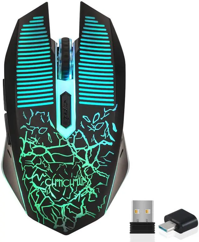 Main image of Wireless Gaming Mouse Rechargeable LED Backlit 2.4G USB Receiver 3600 DPI Cordless Portable High Performance Compatible with PC Laptop MacBook iMac PS4 PS5 Switch Xbox one x(Black)