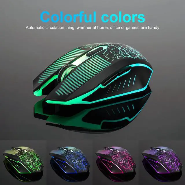 Alt view image 3 of 5 - Wireless Gaming Mouse Rechargeable LED Backlit 2.4G USB Receiver 3600 DPI Cordless Portable High Performance Compatible with PC Laptop MacBook iMac PS4 PS5 Switch Xbox one x(Black)