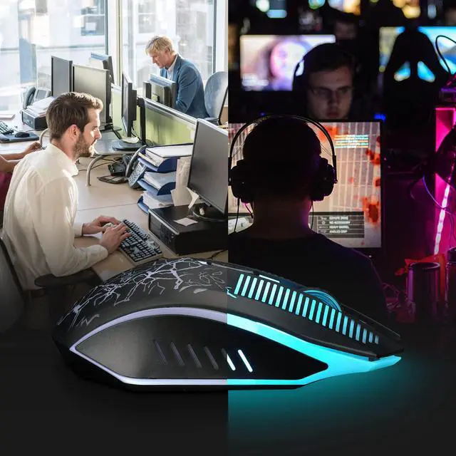 Alt view image 5 of 5 - Wireless Gaming Mouse Rechargeable LED Backlit 2.4G USB Receiver 3600 DPI Cordless Portable High Performance Compatible with PC Laptop MacBook iMac PS4 PS5 Switch Xbox one x(Black)