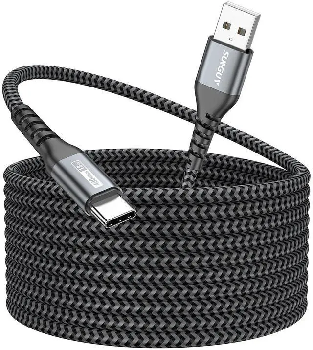 Main image of Long USB C Cable 15FT, 3A USB to USB Type C Cable Fast Charging USB 2.0 Nylon Braided Cord for iPhone16/15 Pro Max Plus, Samsung Galaxy S23/S22/S21, Google, Camera, USB C Devices