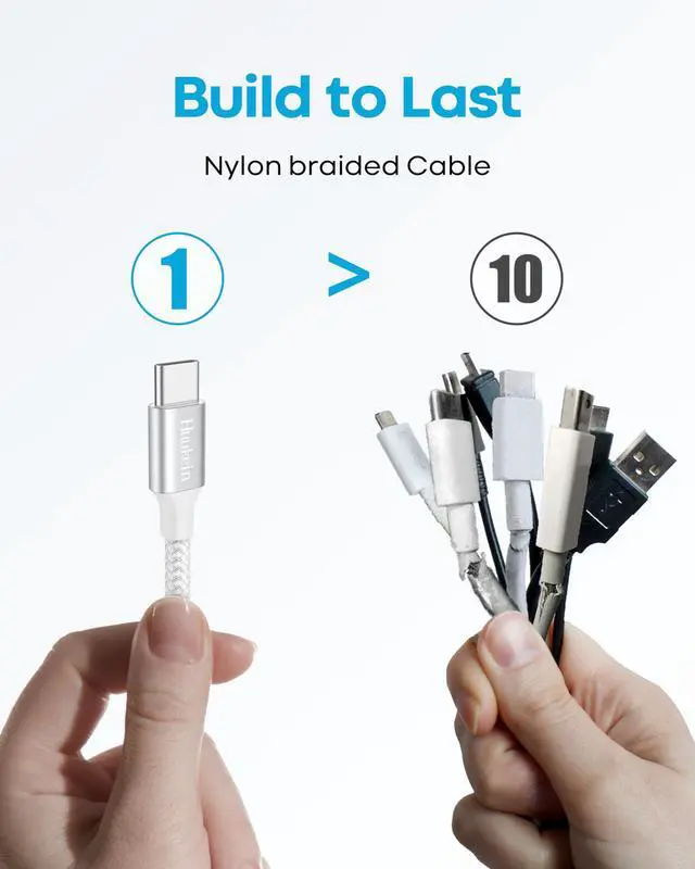 Alt view image 6 of 6 - White USB C Cable 10 ft, Long USB A to USB C Cable Fast Charging, USBC Charger Cord Braided for iPhone 17 Air 16 15 Pro Max Plus, for Samsung Galaxy S21 Note 10