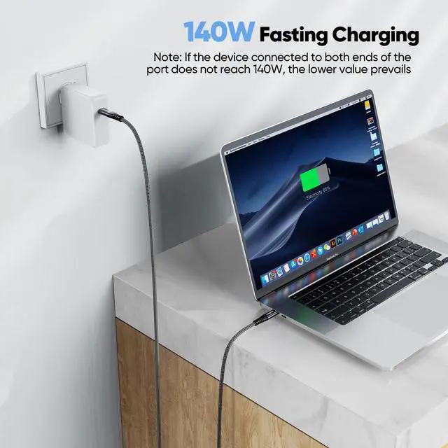 Alt view image 5 of 7 - USB C Cable 15ft with USB3.2 Gen 2 Standard, 20Gbps High Speed Data Transfer & 140W Charging & 4K@60Hz Video USB-C to Type C Cord for Monitor Game Controller Hub Dock Laptop Phone Camera etc.