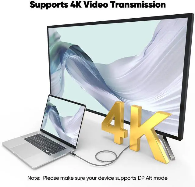 Alt view image 6 of 7 - USB C Cable 15ft with USB3.2 Gen 2 Standard, 20Gbps High Speed Data Transfer & 140W Charging & 4K@60Hz Video USB-C to Type C Cord for Monitor Game Controller Hub Dock Laptop Phone Camera etc.