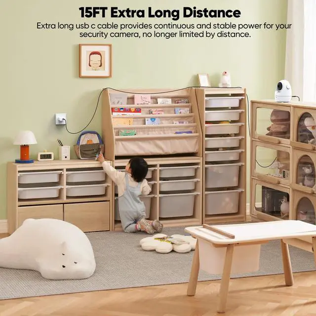 Alt view image 2 of 7 - USB C Cable 15ft Pack of 2, 60W Extra Long USBC to Type C Fast Charging Cord, Nylon Braided USB-C Data Transfer Cables for iPhone 16/15 Series Samsung Galaxy S24/S23 Security Camera Tablet