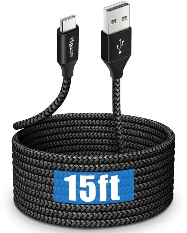 Main image of Long USB C Cable 15ft, USB 2.0 to USB Type C Cable Fast Charging Nylon Braided Charger Cord Compatible with Samsung Galaxy Note, LG, Moto, Google, Sony, Switch, Camera and Other USB-C Device