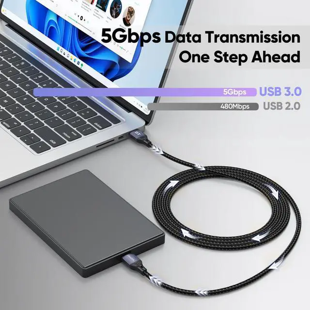 Alt view image 4 of 7 - USB to USB Cable 15 Feet, 5Gbps Long USB 3.0, 15W Type A Male to Male Cord Data Transfer & Fast Charging Double Sided USBA Wire for DVD Player Hub Laptop Cooler Monitor Computer PC TV