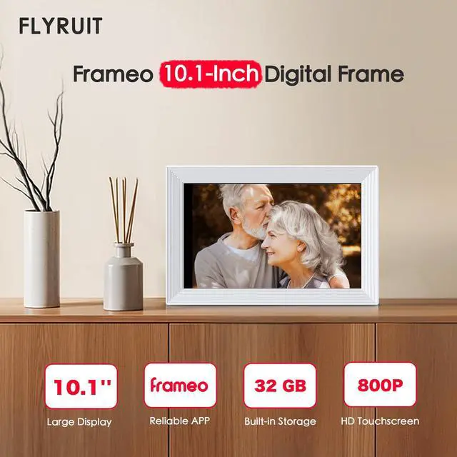 Alt view image 2 of 7 - Digital Picture Frame, 10.1 inch Frameo Digital Frame WiFi, 1280 * 800 IPS HD Touchscreen, 32GB Storage, Instant Share Pictures Video, Smart Photo Frame Electronic, Gifts for Mom, House Warming