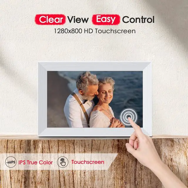 Alt view image 3 of 7 - Digital Picture Frame, 10.1 inch Frameo Digital Frame WiFi, 1280 * 800 IPS HD Touchscreen, 32GB Storage, Instant Share Pictures Video, Smart Photo Frame Electronic, Gifts for Mom, House Warming