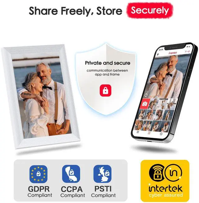 Alt view image 6 of 7 - Digital Picture Frame, 10.1 inch Frameo Digital Frame WiFi, 1280 * 800 IPS HD Touchscreen, 32GB Storage, Instant Share Pictures Video, Smart Photo Frame Electronic, Gifts for Mom, House Warming