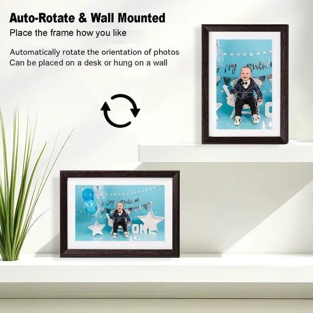 Alt view image 5 of 7 - 10.1 Inch WiFi Digital Photo Frame, 1280x800 HD IPS Touch Screen Photo Frame Electronic, 16GB Memory, Auto-Rotate, Wall Mountable, Share Photos/Videos Instantly, Smart Photo Frame as Great Gift